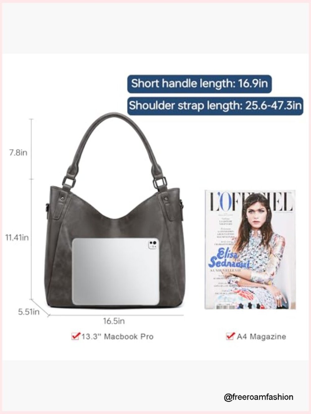 Tote Handbag - PU Leather Fashion Hobo Crossbody Shoulder Bag for Women - Picture 3 of 7